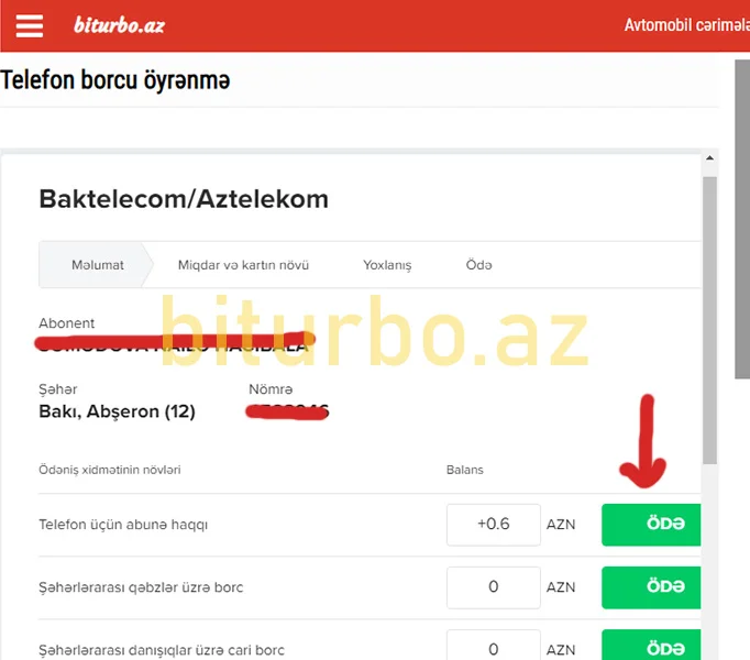 telefon borcu oyrənmə telefon borcu online odəmə ev telefonu borcunu odəmək